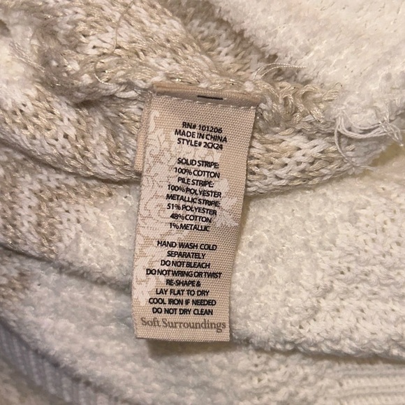 Soft Surroundings Meribel Striped Cowl Neck Poncho Sweater Soft Cozy Oversized - Picture 11 of 11